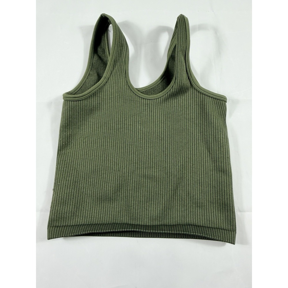 Aerie OFFLINE Ribbed Stretch Tank Top Green XS Athletic Fit Scoop Neck - Picture 3 of 5